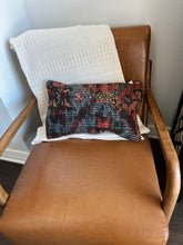 Load image into Gallery viewer, Vintage Turkish Rug Pillow Brown and Blue