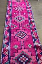 Load image into Gallery viewer, Vintage Turkish Pink and Purple Herki Runner Rug
