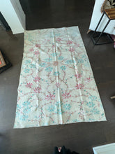 Load image into Gallery viewer, Vintage Turkish Ecru with Turquoise and Pink Area Rug