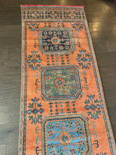 Load image into Gallery viewer, Vintage Orange and Blue Turkish Runner Rug
