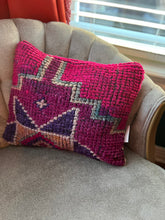 Load image into Gallery viewer, Turkish Herki Pink and Purple Rug Pillow