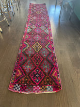Load image into Gallery viewer, Vintage Pink, Red and Aqua Herki Runner Rug