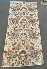 Load image into Gallery viewer, Vintage Turkish Ivory Floral Mini Runner Rug