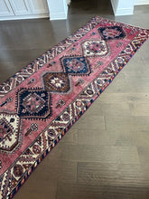 Load image into Gallery viewer, Vintage Mulberry Pink and Navy Turkish Runner Rug