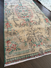 Load image into Gallery viewer, Vintage Turkish Ecru and Tan with Coral Accent Rug