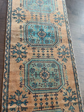 Load image into Gallery viewer, Vintage Yellow and Blue Turkish Runner Rug