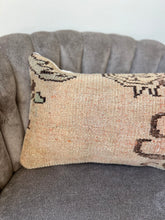 Load image into Gallery viewer, Vintage Tan, Brown and Green Turkish Rug Pillow