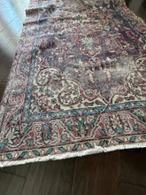 Load image into Gallery viewer, Vintage Turkish Slate Blue and Eggplant Accent Rug