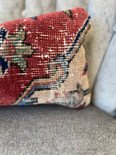 Load image into Gallery viewer, Vintage Rust Floral Turkish Rug Pillow