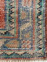 Load image into Gallery viewer, Vintage Orange, Turquoise and Blue Runner Rug