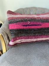 Load image into Gallery viewer, Vintage Pink and Black Kilim Rug Pillow