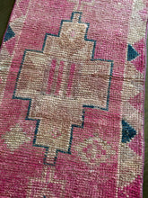 Load image into Gallery viewer, Vintage Pink and Blue Herki Runner Rug