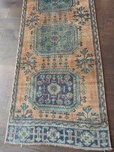 Load image into Gallery viewer, Vintage Yellow and Blue Turkish Runner Rug