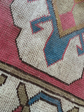 Load image into Gallery viewer, Vintage Mulberry Pink, Blue and Olive Turkish Runner Rug