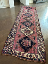 Load image into Gallery viewer, Vintage Mulberry Pink and Navy Turkish Runner Rug