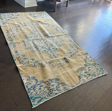 Load image into Gallery viewer, Vintage Turkish Yellow and aqua Runner Rug