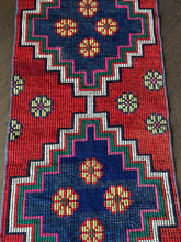Load image into Gallery viewer, Vintage Turkish Red and Blue Runner Herki Rug