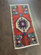Load image into Gallery viewer, Vintage Turkish Deep coral, ivory Ruggie Rug