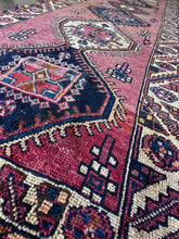 Load image into Gallery viewer, Vintage Mulberry Pink and Navy Turkish Runner Rug