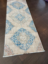 Load image into Gallery viewer, Vintage Turkish Ecru and Blue Runner Rug