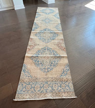 Load image into Gallery viewer, Vintage Turkish Ecru and Blue Runner Rug
