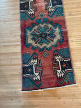 Load image into Gallery viewer, Vintage Turkish Teal and Faded Brick Ruggie Rug