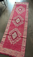 Load image into Gallery viewer, Vintage Pink and White Herki Turkish Rug Runner