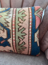Load image into Gallery viewer, Turkish Pink, Blue and Green Rug Pillow
