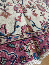Load image into Gallery viewer, Vintage Turkish Raspberry and Blue Floral Rug