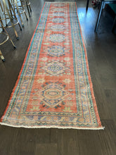Load image into Gallery viewer, Vintage Orange, Turquoise and Blue Runner Rug