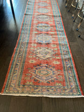 Load image into Gallery viewer, Vintage Orange, Turquoise and Blue Runner Rug