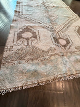 Load image into Gallery viewer, Vintage Turkish Faded Teal and Cocoa Runner Rug