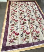 Load image into Gallery viewer, Vintage Turkish Ruby and Plum Floral Tan Area Rug