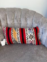Load image into Gallery viewer, Vintage Red and Black Patchwork Kilim Rug Pillow