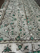 Load image into Gallery viewer, Vintage Turkish Ecru, Sage and and Green Runner Rug