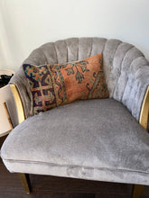 Load image into Gallery viewer, Vintage Orange, green and Navy Turkish Rug Pillow
