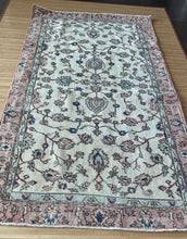 Load image into Gallery viewer, Vintage Turkish Ecru, Pink and Blue Floral Runner Rug