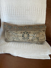 Load image into Gallery viewer, Vintage Turkish Rug Pillow Ecru and and Navy
