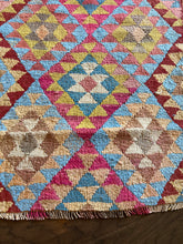 Load image into Gallery viewer, Vintage Pink and Blue Turkish Kilim Runner Rug