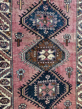 Load image into Gallery viewer, Vintage Mulberry Pink and Navy Turkish Runner Rug