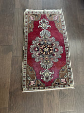 Load image into Gallery viewer, Vintage Turkish Burgundy, Ivory and Brown Ruggie Rug