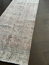 Load image into Gallery viewer, HOLD for S. Lawrence Vintage Turkish Blush and Ivory Runner Rug