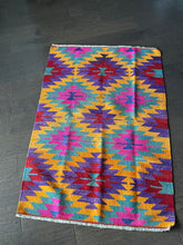 Load image into Gallery viewer, Vintage Turkish Bright Aztec Kilim Accent Rug