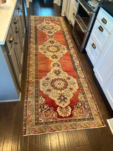 Load image into Gallery viewer, Vintage Turkish Brick and Tan Medallion Runner Rug