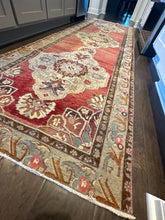 Load image into Gallery viewer, Vintage Turkish Brick and Tan Medallion Runner Rug