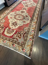 Load image into Gallery viewer, Vintage Turkish Brick and Tan Medallion Runner Rug