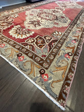 Load image into Gallery viewer, Vintage Turkish Brick and Tan Medallion Runner Rug