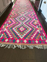 Load image into Gallery viewer, Vintage Turkish Kilim Pink And Orange Runner Rug
