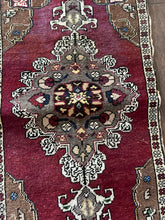 Load image into Gallery viewer, Vintage Turkish Burgundy, Ivory and Brown Ruggie Rug