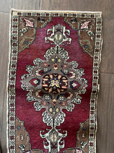 Load image into Gallery viewer, Vintage Turkish Burgundy, Ivory and Brown Ruggie Rug